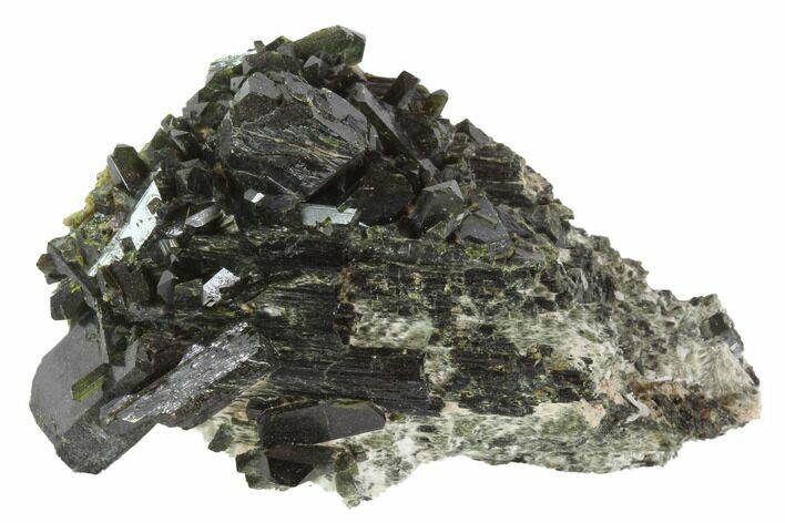Epidote Crystal Cluster on Actinolite - Pakistan #91975